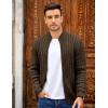imageCOOFANDY Mens Full Zip Cardigan Sweater Slim Fit Cable Knitted Zip Up Sweater with PocketsBrown
