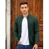 imageCOOFANDY Mens Full Zip Cardigan Sweater Slim Fit Cable Knitted Zip Up Sweater with PocketsGreen
