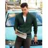 imageCOOFANDY Mens Full Zip Cardigan Sweater Slim Fit Cable Knitted Zip Up Sweater with PocketsGreen