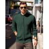 imageCOOFANDY Mens Full Zip Cardigan Sweater Slim Fit Cable Knitted Zip Up Sweater with PocketsGreen