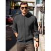 imageCOOFANDY Mens Full Zip Cardigan Sweater Slim Fit Cable Knitted Zip Up Sweater with PocketsGrey