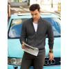 imageCOOFANDY Mens Full Zip Cardigan Sweater Slim Fit Cable Knitted Zip Up Sweater with PocketsGrey