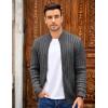 imageCOOFANDY Mens Full Zip Cardigan Sweater Slim Fit Cable Knitted Zip Up Sweater with PocketsHeathered Black