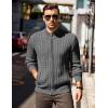 imageCOOFANDY Mens Full Zip Cardigan Sweater Slim Fit Cable Knitted Zip Up Sweater with PocketsHeathered Black