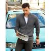 imageCOOFANDY Mens Full Zip Cardigan Sweater Slim Fit Cable Knitted Zip Up Sweater with PocketsHeathered Black