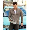 imageCOOFANDY Mens Full Zip Cardigan Sweater Slim Fit Cable Knitted Zip Up Sweater with PocketsHeathered Brown