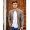 imageCOOFANDY Mens Full Zip Cardigan Sweater Slim Fit Cable Knitted Zip Up Sweater with PocketsHeathered Brown