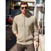 imageCOOFANDY Mens Full Zip Cardigan Sweater Slim Fit Cable Knitted Zip Up Sweater with PocketsKhaki