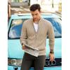 imageCOOFANDY Mens Full Zip Cardigan Sweater Slim Fit Cable Knitted Zip Up Sweater with PocketsKhaki