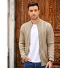 imageCOOFANDY Mens Full Zip Cardigan Sweater Slim Fit Cable Knitted Zip Up Sweater with PocketsKhaki