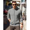 imageCOOFANDY Mens Full Zip Cardigan Sweater Slim Fit Cable Knitted Zip Up Sweater with PocketsLight Grey