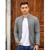 imageCOOFANDY Mens Full Zip Cardigan Sweater Slim Fit Cable Knitted Zip Up Sweater with PocketsLight Grey