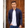 imageCOOFANDY Mens Full Zip Cardigan Sweater Slim Fit Cable Knitted Zip Up Sweater with PocketsNavy Blue