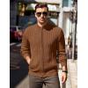 imageCOOFANDY Mens Full Zip Cardigan Sweater Slim Fit Cable Knitted Zip Up Sweater with PocketsReddish Brown