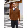 imageCOOFANDY Mens Full Zip Cardigan Sweater Slim Fit Cable Knitted Zip Up Sweater with PocketsReddish Brown