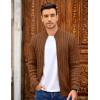 imageCOOFANDY Mens Full Zip Cardigan Sweater Slim Fit Cable Knitted Zip Up Sweater with PocketsReddish Brown
