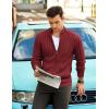 imageCOOFANDY Mens Full Zip Cardigan Sweater Slim Fit Cable Knitted Zip Up Sweater with PocketsWine Red