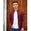imageCOOFANDY Mens Full Zip Cardigan Sweater Slim Fit Cable Knitted Zip Up Sweater with PocketsWine Red