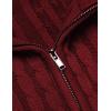 imageCOOFANDY Mens Full Zip Cardigan Sweater Slim Fit Cable Knitted Zip Up Sweater with PocketsWine Red