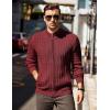 imageCOOFANDY Mens Full Zip Cardigan Sweater Slim Fit Cable Knitted Zip Up Sweater with PocketsWine Red