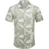 imageCOOFANDY Mens Hawaiian Shirts Short Sleeve Tropical Button Down Shirt Floral Shirt Summer Beach ShirtApalm Leaf Green