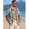 imageCOOFANDY Mens Hawaiian Shirts Short Sleeve Tropical Button Down Shirt Floral Shirt Summer Beach ShirtBlack Flowerwhite
