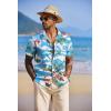 imageCOOFANDY Mens Hawaiian Shirts Short Sleeve Tropical Button Down Shirt Floral Shirt Summer Beach ShirtBlue Santa