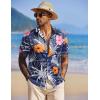 imageCOOFANDY Mens Hawaiian Shirts Short Sleeve Tropical Button Down Shirt Floral Shirt Summer Beach ShirtFlowers Blue Hibiscus