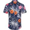 imageCOOFANDY Mens Hawaiian Shirts Short Sleeve Tropical Button Down Shirt Floral Shirt Summer Beach ShirtFlowers Blue Hibiscus