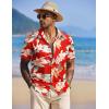 imageCOOFANDY Mens Hawaiian Shirts Short Sleeve Tropical Button Down Shirt Floral Shirt Summer Beach ShirtMulti Flowers Red