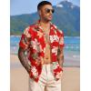 imageCOOFANDY Mens Hawaiian Shirts Short Sleeve Tropical Button Down Shirt Floral Shirt Summer Beach ShirtMulti Flowers Red