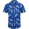imageCOOFANDY Mens Hawaiian Shirts Short Sleeve Tropical Button Down Shirt Floral Shirt Summer Beach ShirtPalm Leaf Blue