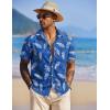 imageCOOFANDY Mens Hawaiian Shirts Short Sleeve Tropical Button Down Shirt Floral Shirt Summer Beach ShirtPalm Leaf Blue