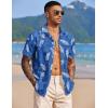 imageCOOFANDY Mens Hawaiian Shirts Short Sleeve Tropical Button Down Shirt Floral Shirt Summer Beach ShirtPalm Leaf Blue