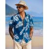 imageCOOFANDY Mens Hawaiian Shirts Short Sleeve Tropical Button Down Shirt Floral Shirt Summer Beach ShirtPalm Leaf Navy