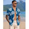 imageCOOFANDY Mens Hawaiian Shirts Short Sleeve Tropical Button Down Shirt Floral Shirt Summer Beach ShirtPalm Leaf Navy