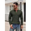 imageCOOFANDY Mens Henley Knit Sweater Long Sleeve Button Pullover Sweater Casual Waffle Texture Fashion Henley SweaterArmy Green