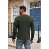 imageCOOFANDY Mens Henley Knit Sweater Long Sleeve Button Pullover Sweater Casual Waffle Texture Fashion Henley SweaterArmy Green