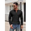 imageCOOFANDY Mens Henley Knit Sweater Long Sleeve Button Pullover Sweater Casual Waffle Texture Fashion Henley SweaterBlack