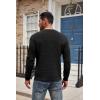 imageCOOFANDY Mens Henley Knit Sweater Long Sleeve Button Pullover Sweater Casual Waffle Texture Fashion Henley SweaterBlack