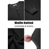 imageCOOFANDY Mens Henley Knit Sweater Long Sleeve Button Pullover Sweater Casual Waffle Texture Fashion Henley SweaterBlack