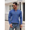imageCOOFANDY Mens Henley Knit Sweater Long Sleeve Button Pullover Sweater Casual Waffle Texture Fashion Henley SweaterBlue