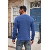 imageCOOFANDY Mens Henley Knit Sweater Long Sleeve Button Pullover Sweater Casual Waffle Texture Fashion Henley SweaterBlue