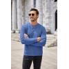 imageCOOFANDY Mens Henley Knit Sweater Long Sleeve Button Pullover Sweater Casual Waffle Texture Fashion Henley SweaterBlue