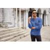 imageCOOFANDY Mens Henley Knit Sweater Long Sleeve Button Pullover Sweater Casual Waffle Texture Fashion Henley SweaterBlue