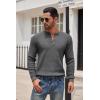 imageCOOFANDY Mens Henley Knit Sweater Long Sleeve Button Pullover Sweater Casual Waffle Texture Fashion Henley SweaterDark Grey