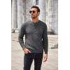 imageCOOFANDY Mens Henley Knit Sweater Long Sleeve Button Pullover Sweater Casual Waffle Texture Fashion Henley SweaterDark Grey