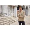 imageCOOFANDY Mens Henley Knit Sweater Long Sleeve Button Pullover Sweater Casual Waffle Texture Fashion Henley SweaterKhaki