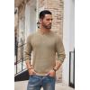 imageCOOFANDY Mens Henley Knit Sweater Long Sleeve Button Pullover Sweater Casual Waffle Texture Fashion Henley SweaterKhaki