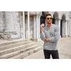 imageCOOFANDY Mens Henley Knit Sweater Long Sleeve Button Pullover Sweater Casual Waffle Texture Fashion Henley SweaterLight Grey